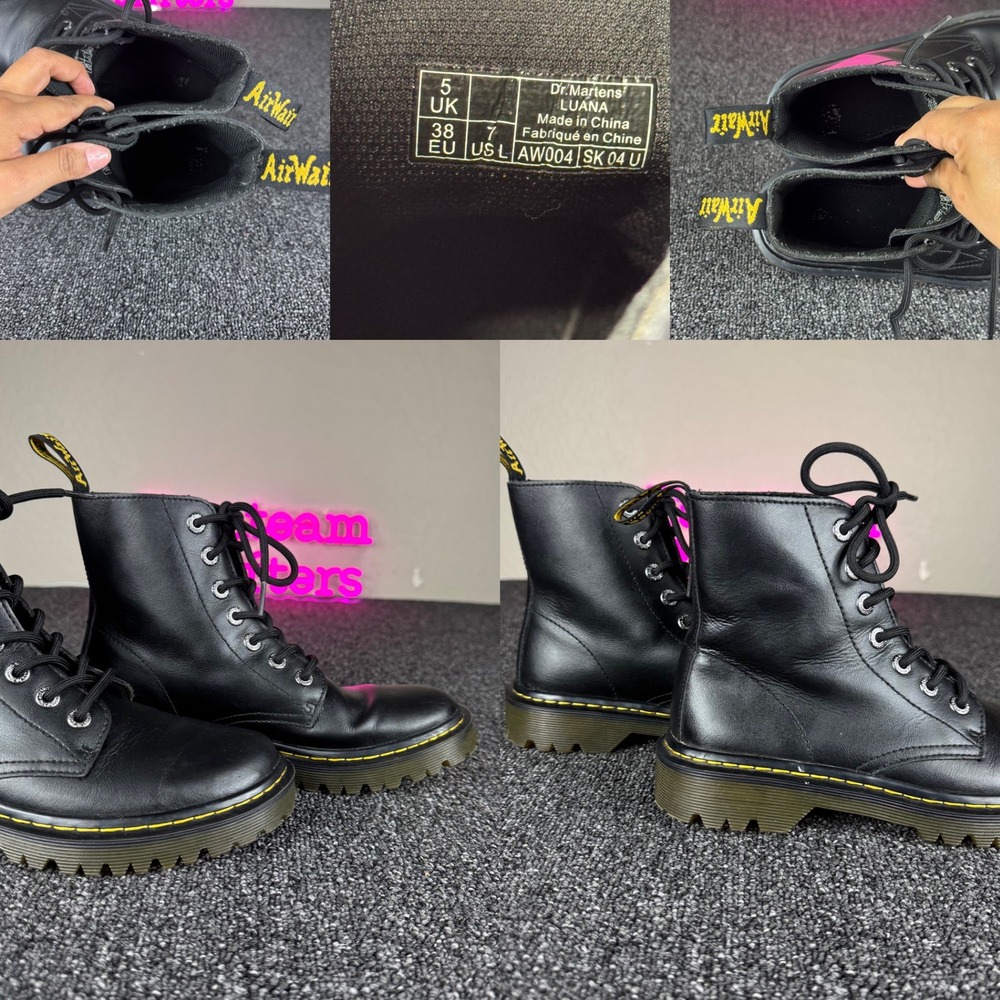Dr. Martens Luana Combat Boots Womens 7 Black emo goth combat